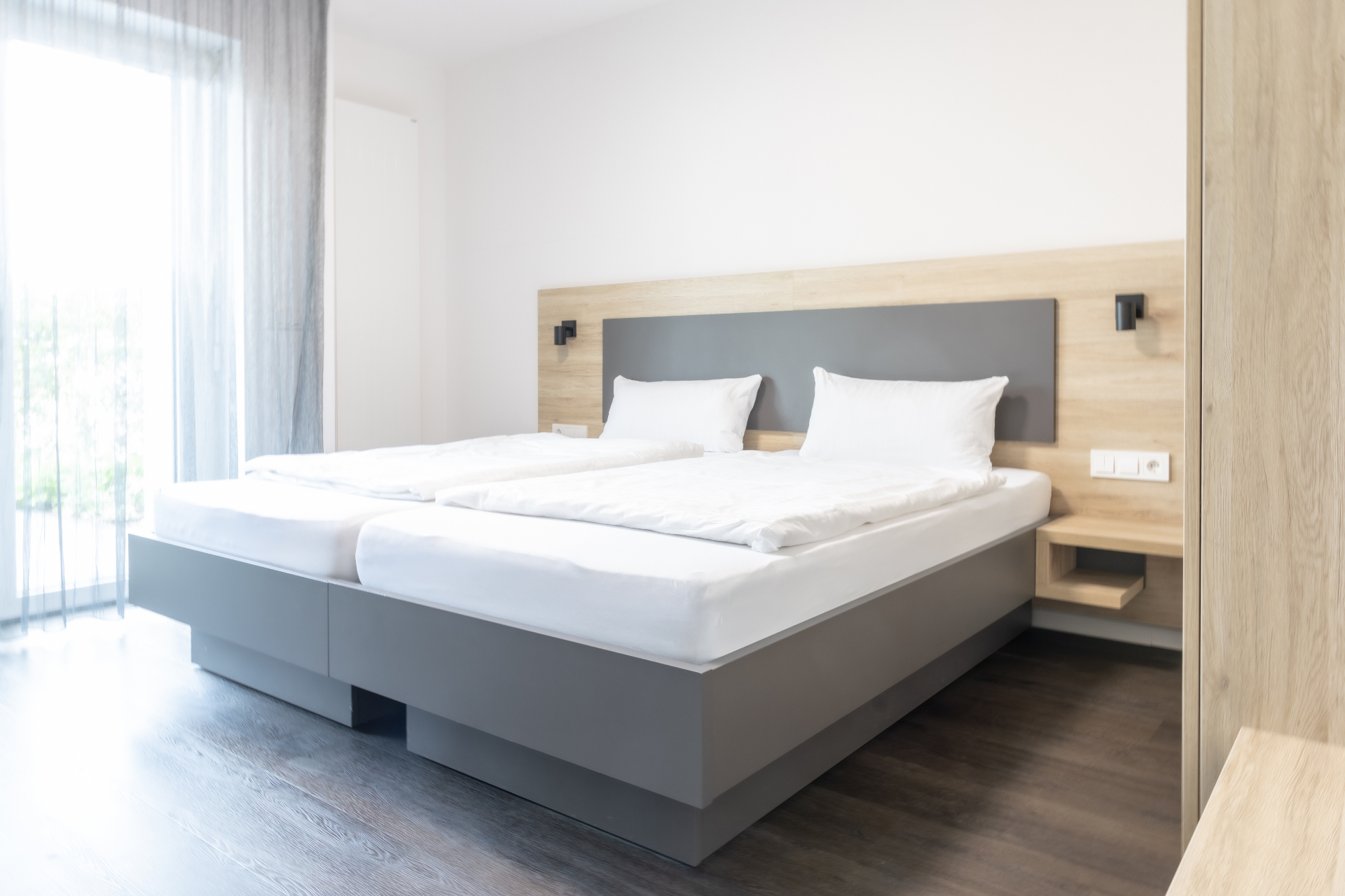 Schlafbereich Apartment Nr. 4, Boardinghouse Karlsdorf-Neuthard